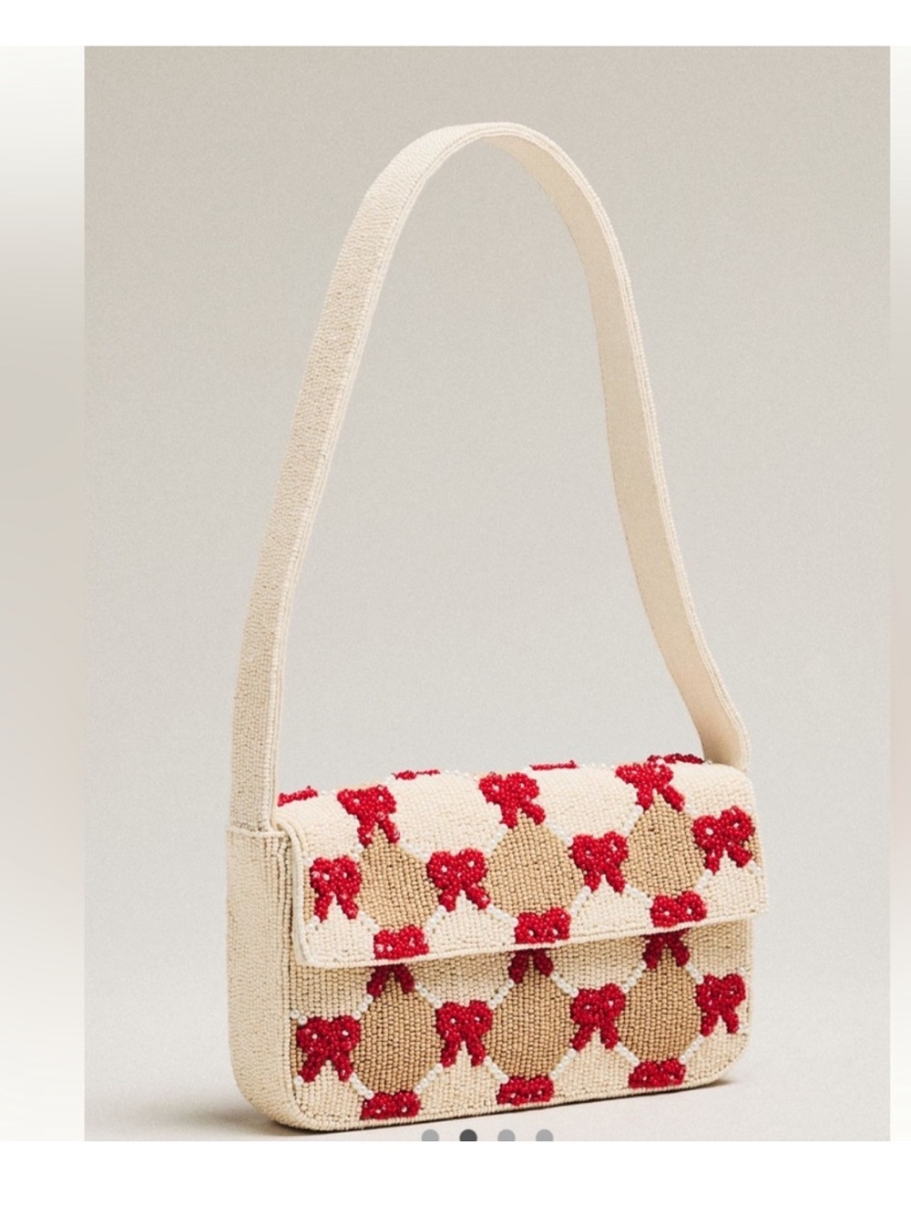 Anthropologie Fiona Shoulder Bag with Red Beaded Bows